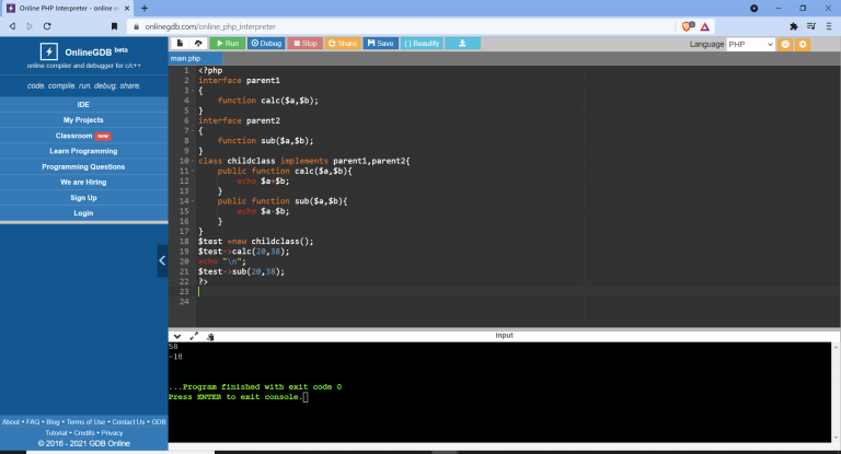 PHP OOP : Interfaces - scmGalaxy